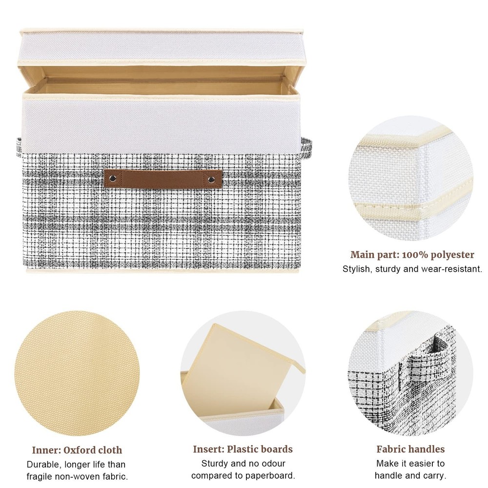 TYEERS Collapsible Storage Bins with Lids, Patchwork Design, Washable, Fabric...