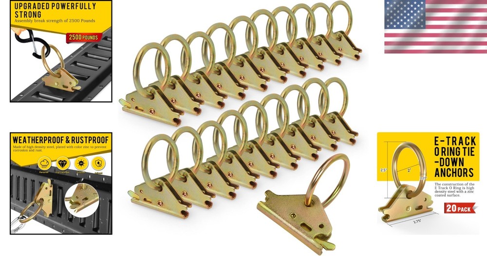 Versatile 20pcs E-Track O-Ring Anchors - 2000lb Load Capacity, Rust-Resistant