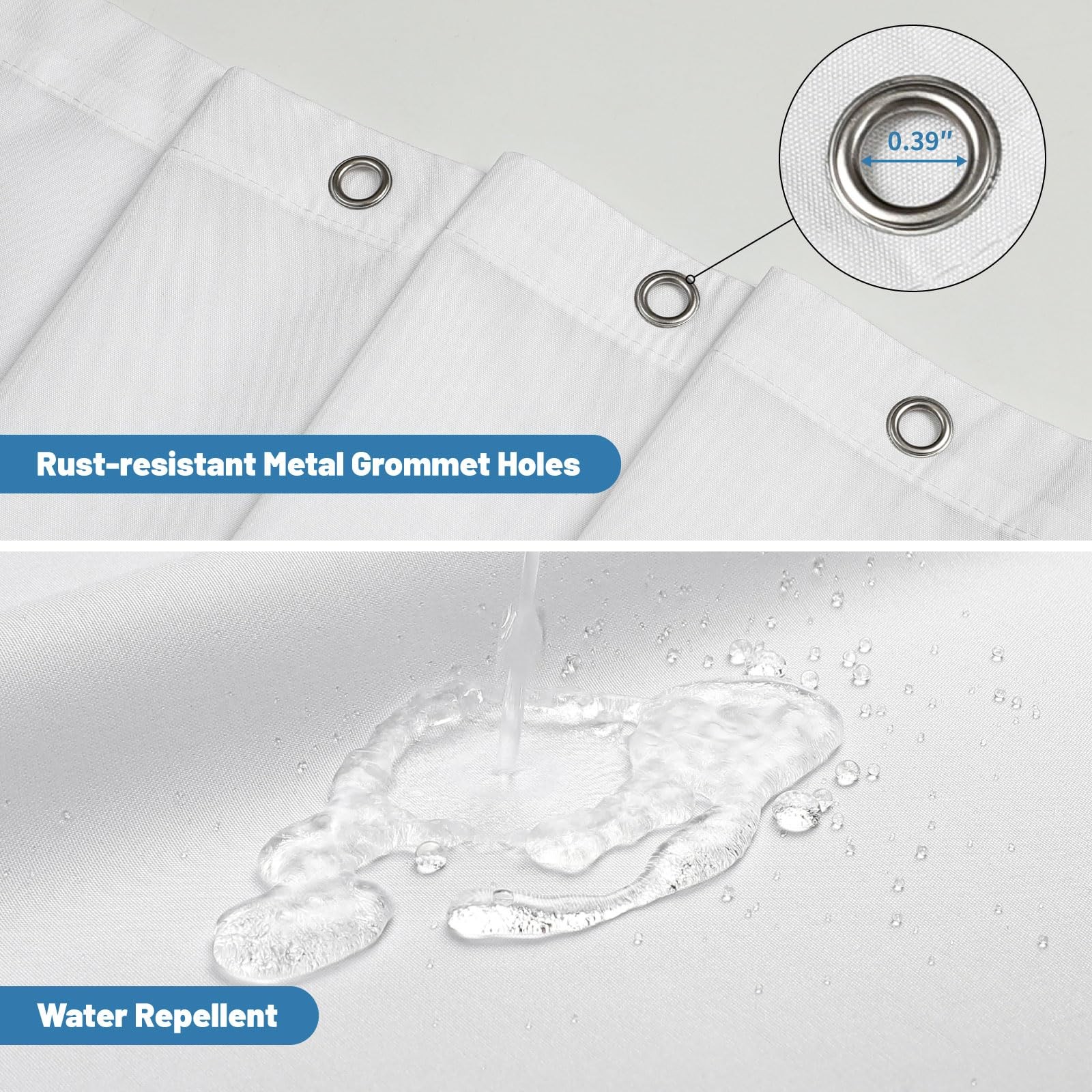 Fabric Shower Curtain Liner Solid White Hotel Quality Mildew Resistant Washable