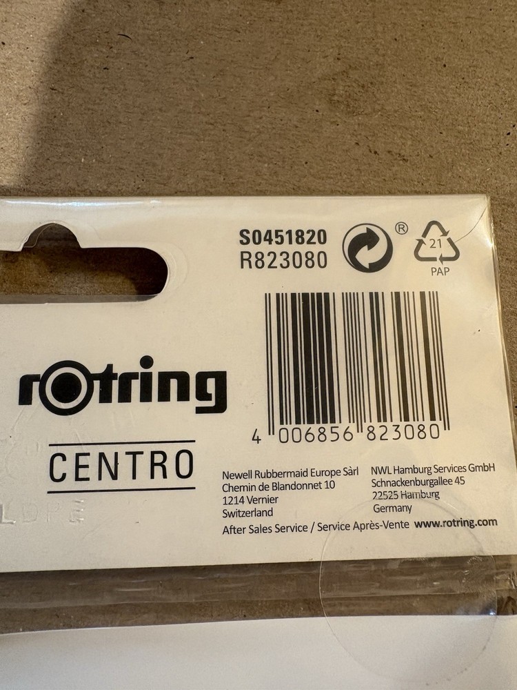 Rotring Centro Giph-class Set Square With Removable Grip S0451820 R823080 [9230E