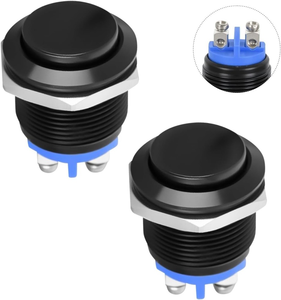 Nilight 16mm Momentary Push Button Switch Waterproof 2PCS 2 Pin Screw Terminal