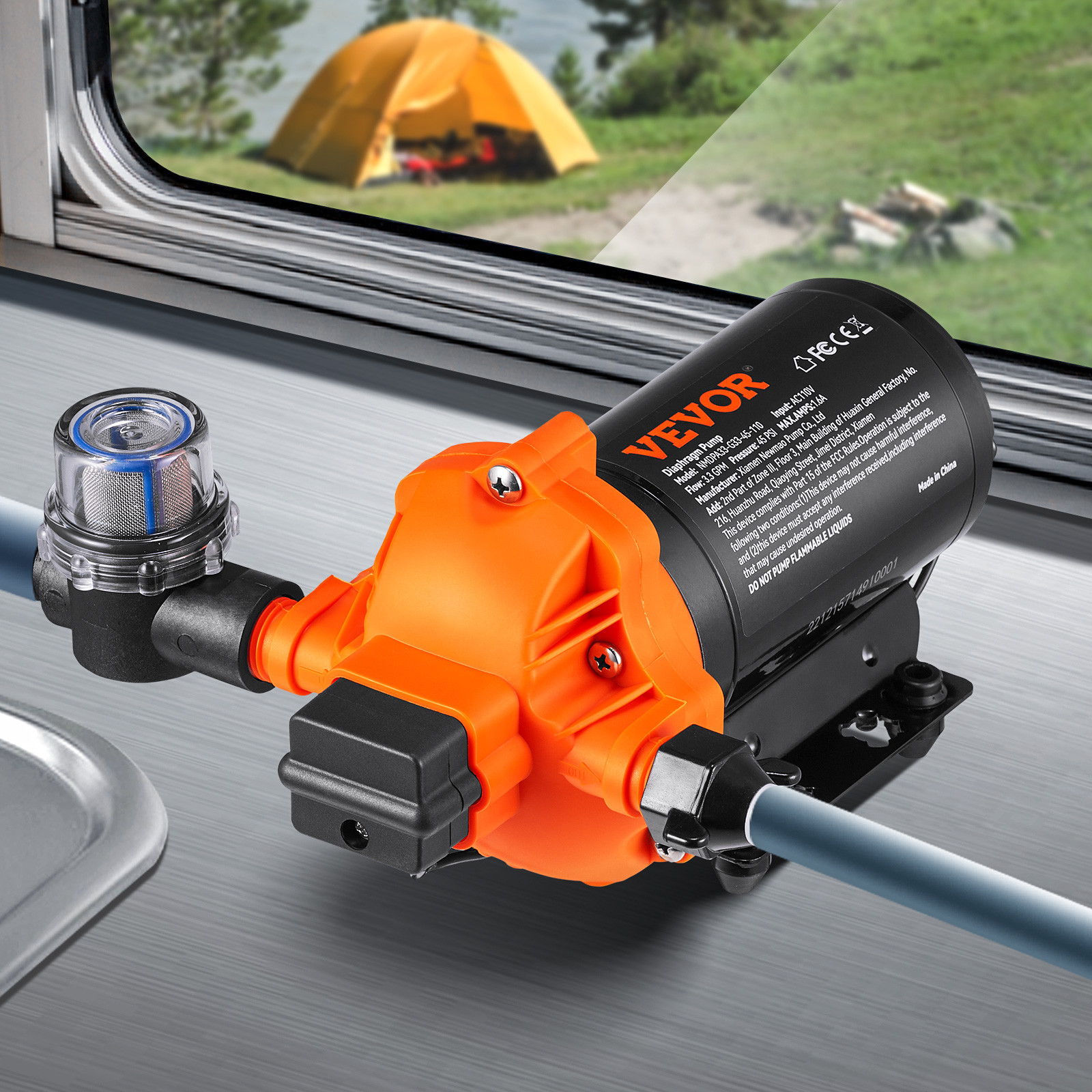 VEVOR 110V Water Pressure Diaphragm Pump Self-Priming Pump 45 PSI 3.3GPM Boat RV