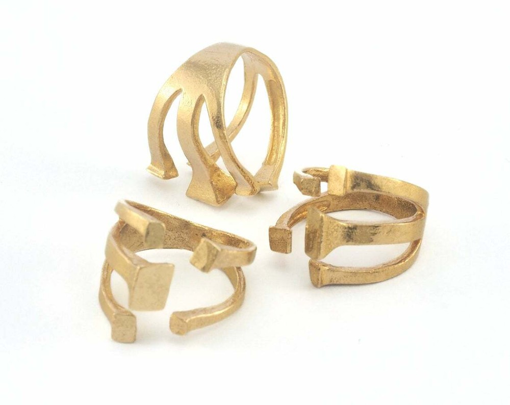 Adjustable Ring Raw brass (19.5mm 9.5US inner size - Adjustable ) Oz3684