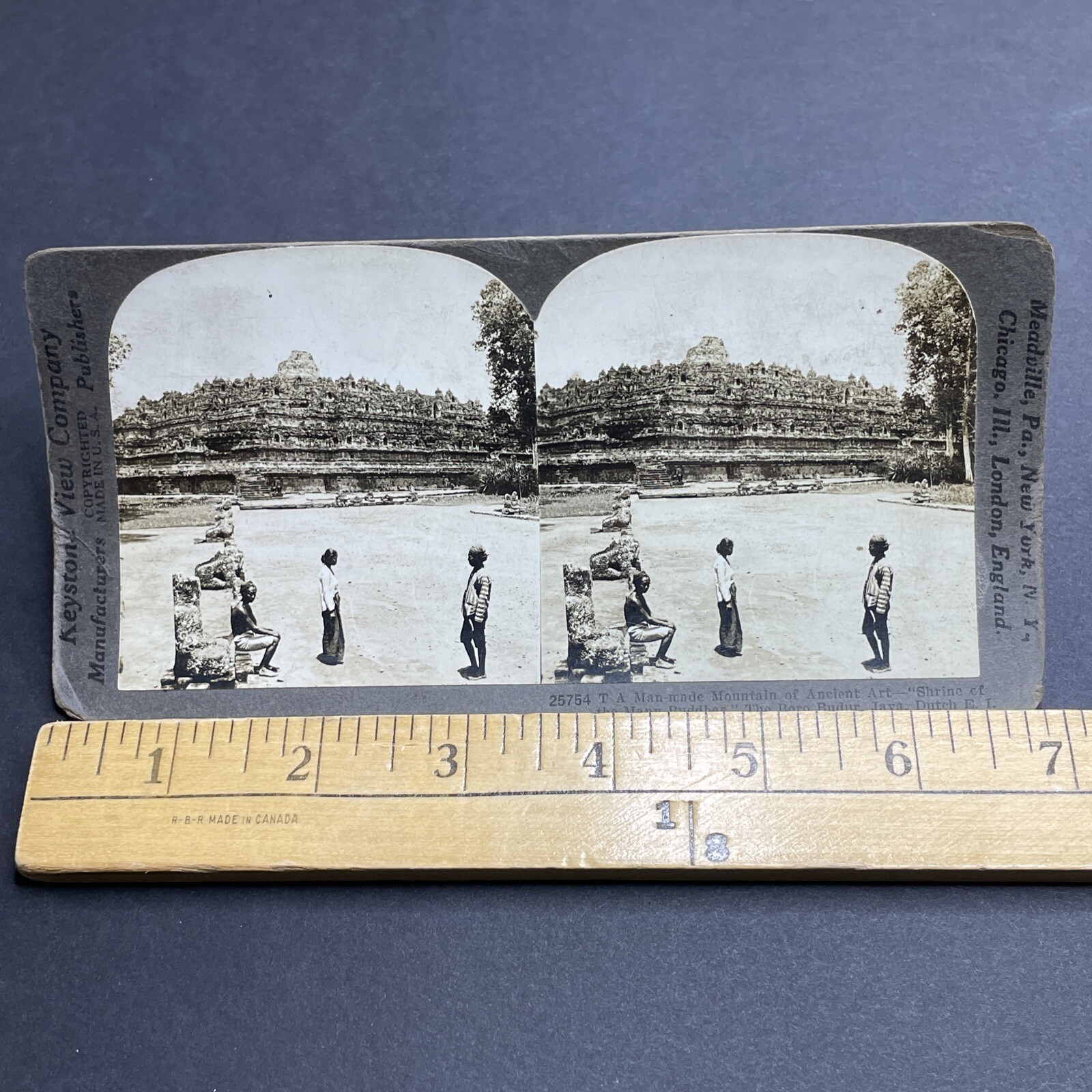 Antique 1910s Borobudur Temple Mageland Indonesia Stereoview Photo Card P2017