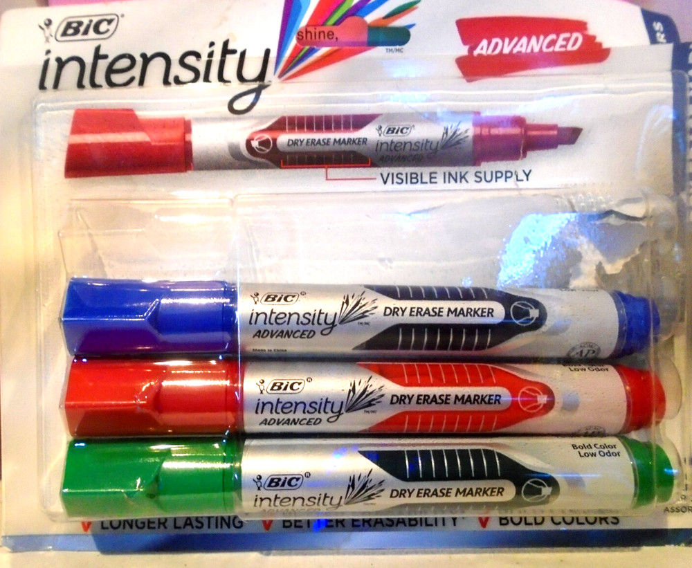 Bic Intensity Visible Ink Supply Dry Erase Markers Chisel Tip Assorted 3 ct