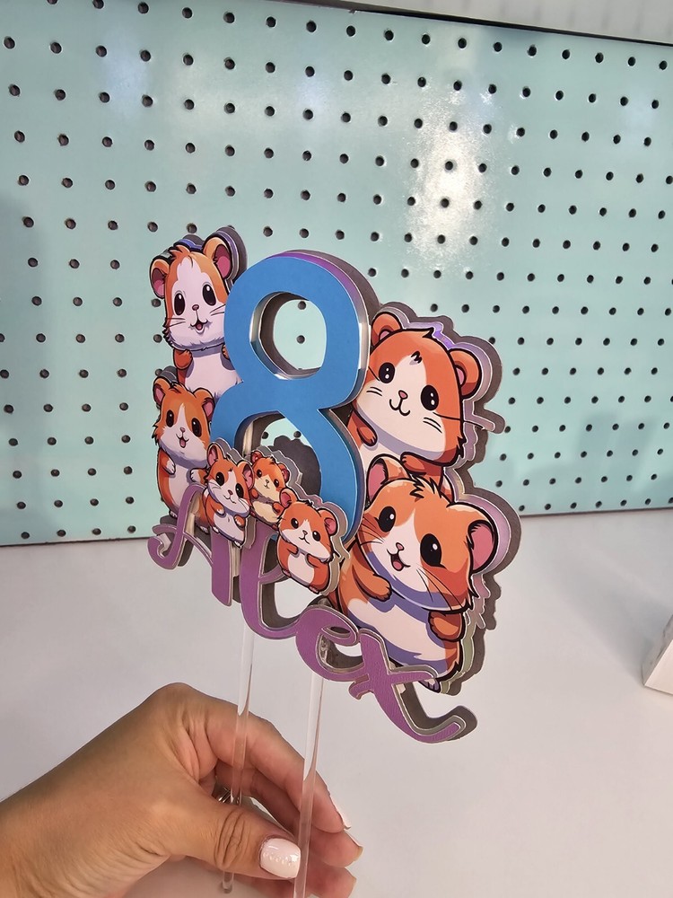 Personalized Cake Topper Hamster Theme