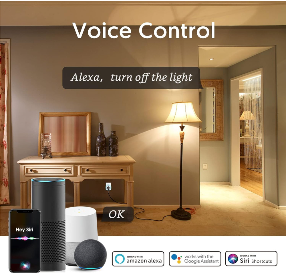 2 PACK Mini Smart 2.4G Wifi Plug Socket Outlet Work Alexa&Google Home Assistant