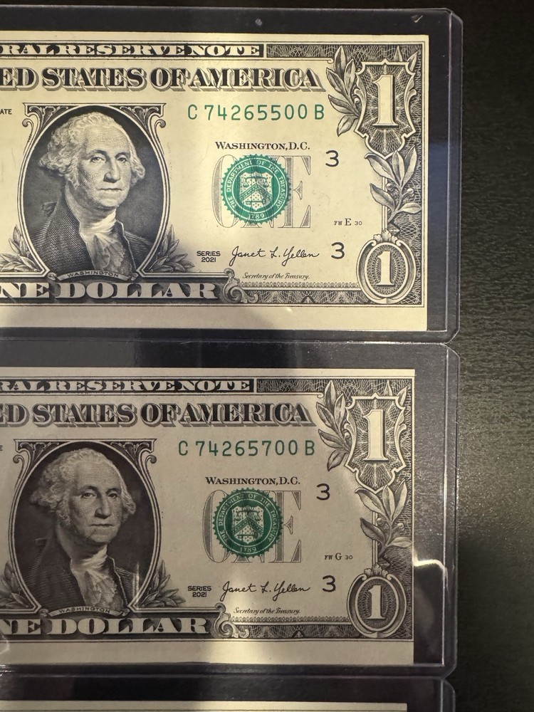 Lot 10 $1 Error Notes – 5 MAJOR Miscut (4 Show Note) + 5 Serial Error/Ladder UNC