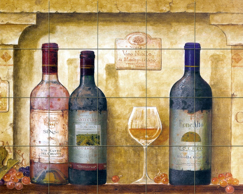 Wine Bottle Art Mural Ceramic Backsplash Bath Tile #422