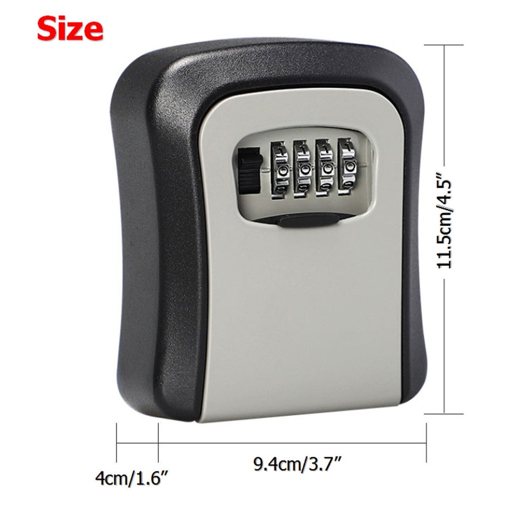 4 Digit Combination Key Lock Box Wall Mount Safe Security Storage Case Organizer