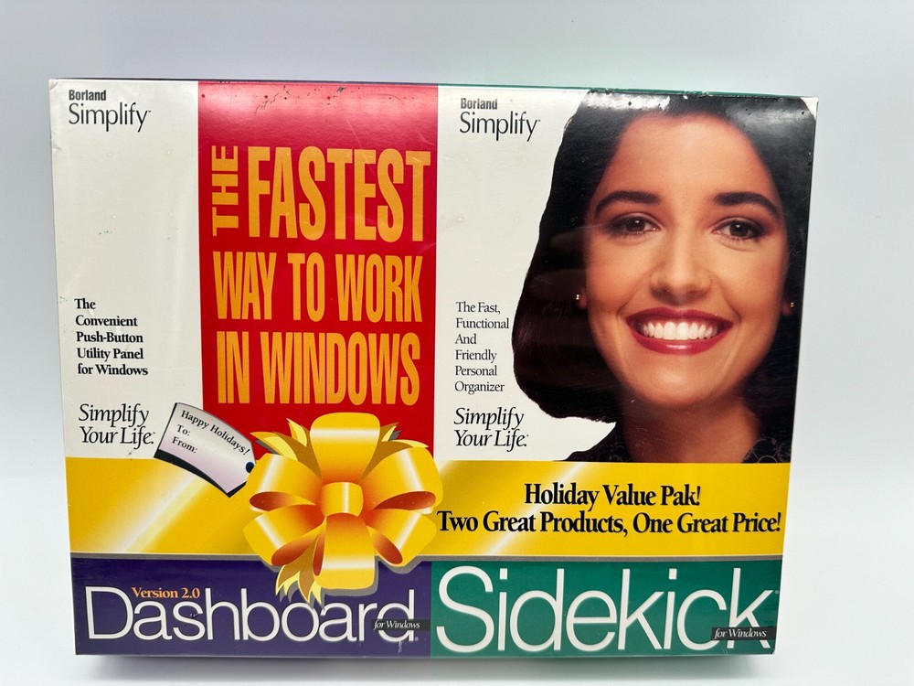 Borland 1994 PC Software Simplify Double Pack Dashboard v2.0 Sidekick NIB