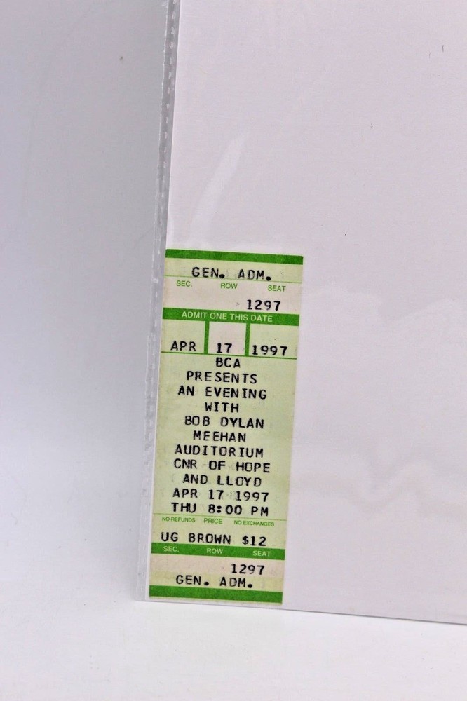 BOB DYLAN TICKET MEEHAN AUDITORIUM APRIL 17, 1997