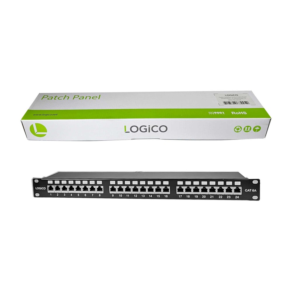 Cat6A Shielded 24 Port Network LAN Patch Panel 1U Rackmount 110