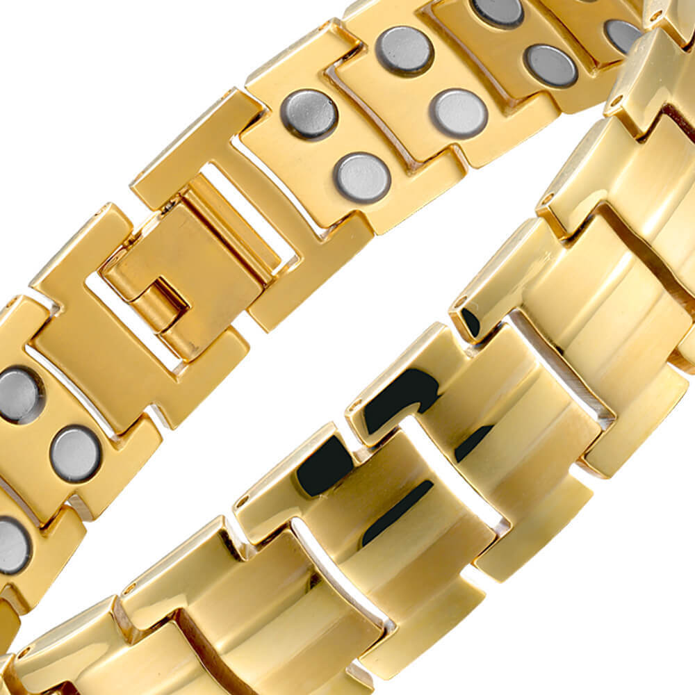 Gold Magnetic Bracelet Therapy Arthritis Pain Energy Balance Joy Great Gift Men