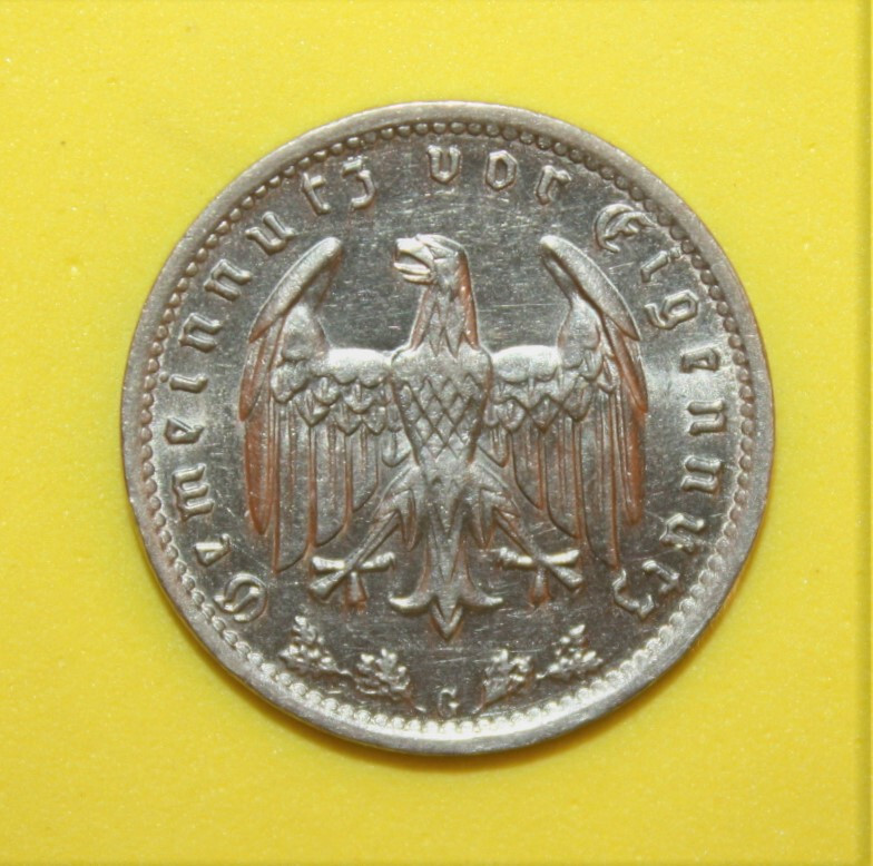 S1 - Germany 1 Reichsmark 1934-G Choice Uncirculated Coin - Large Eagle