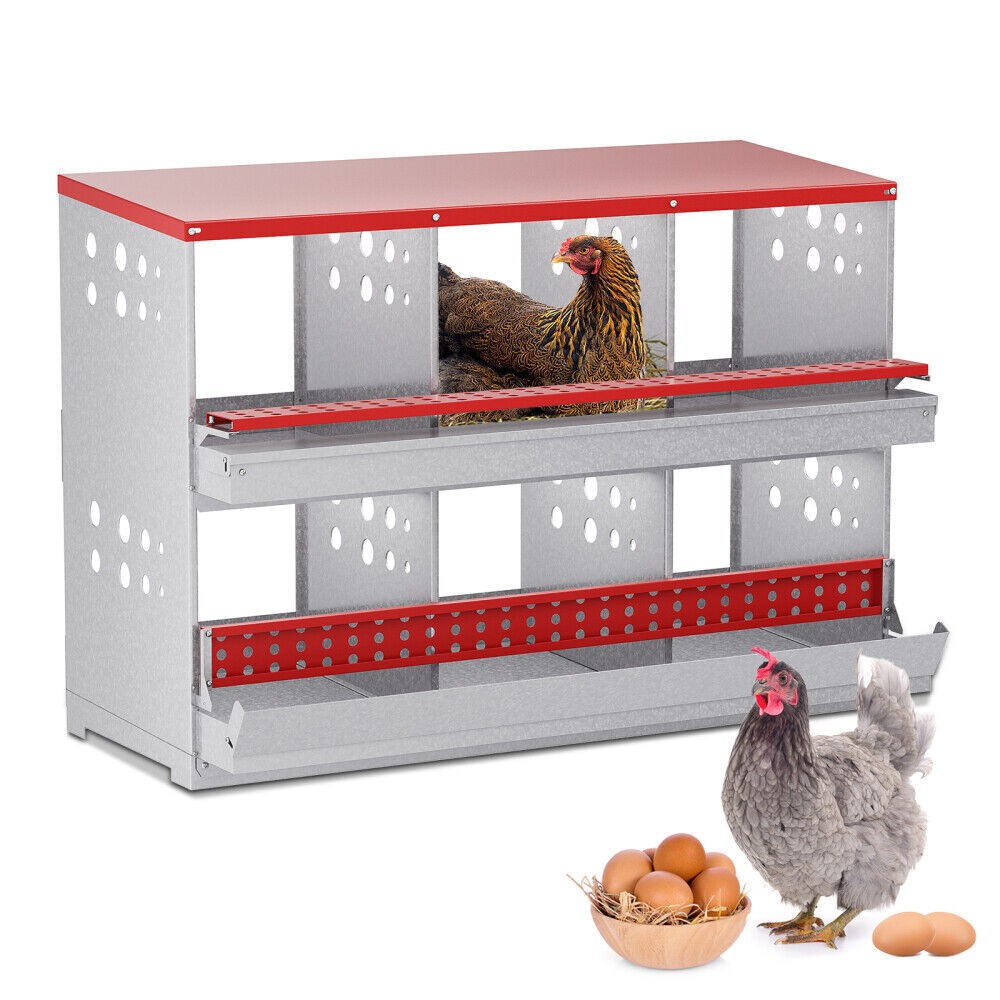 New 6Hole Chicken Nesting Boxes Metal Egg Laying Brooding Box With Vent Hole Set