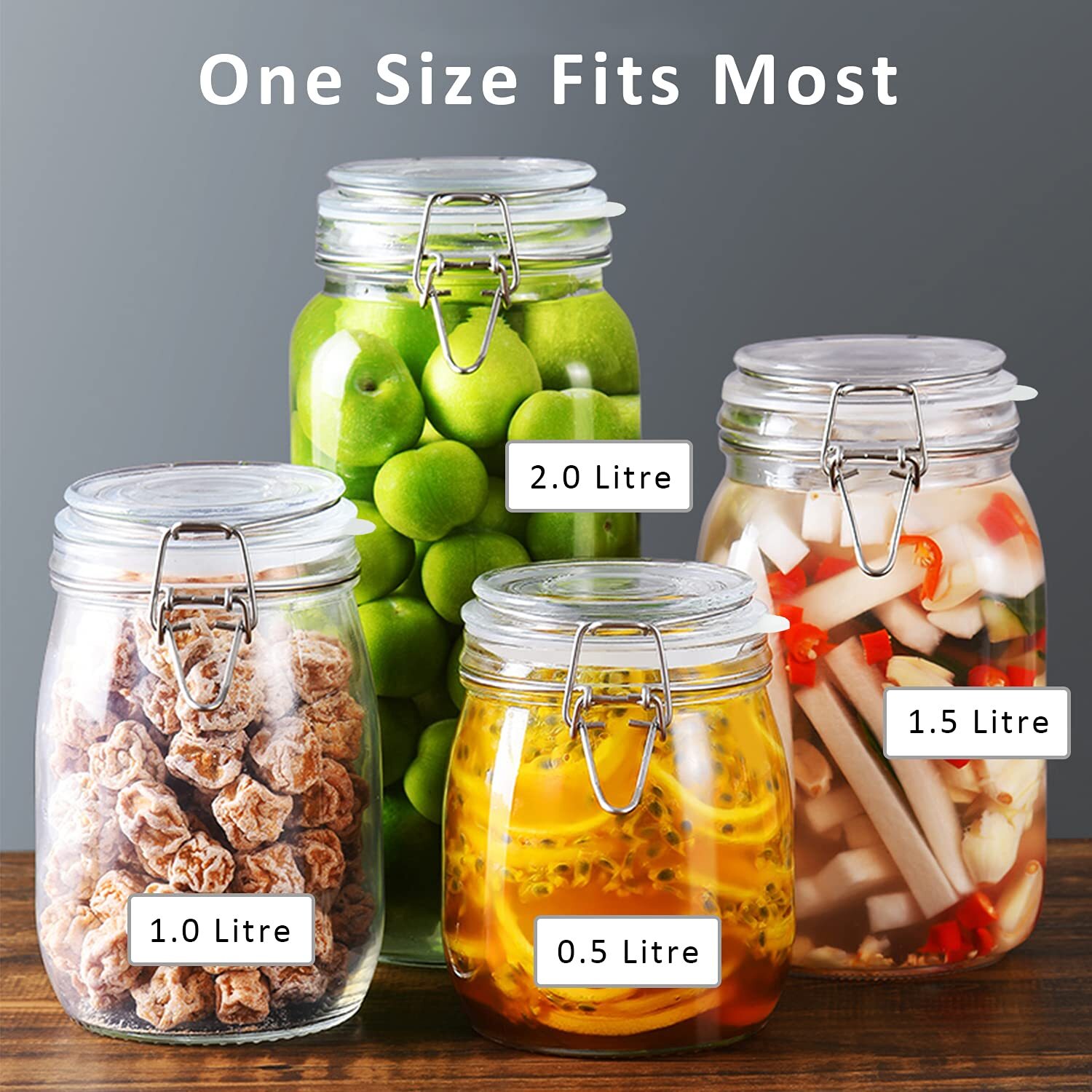 4 Piece Rubber Seal Ring for Glass Jars, Airtight Silicone Replacement Gasket