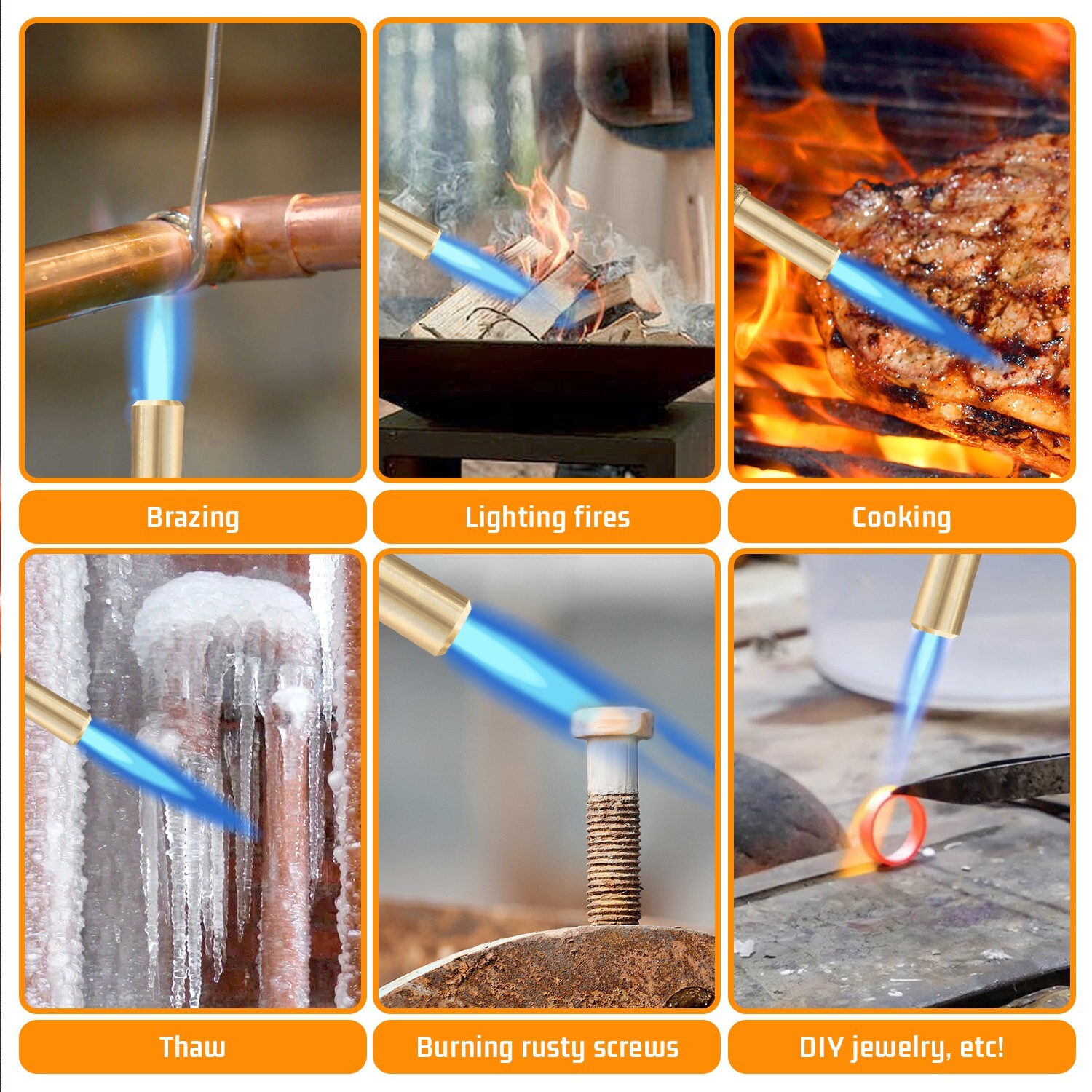 Mapp Gas Propane Torch Head Trigger Start soldering Kit High Soldering Cooking