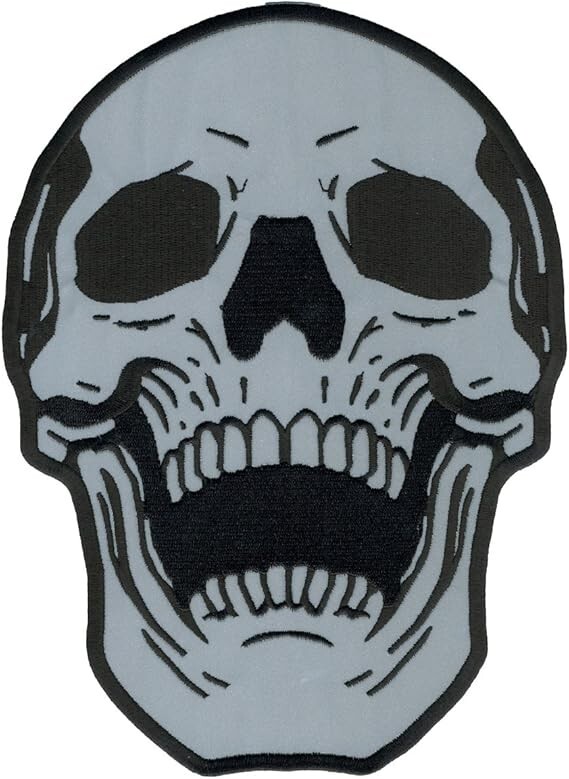 Reflective Live Free Gothic Skull Patch | 2PC - IRON ON OR SEW ON 5"x4"