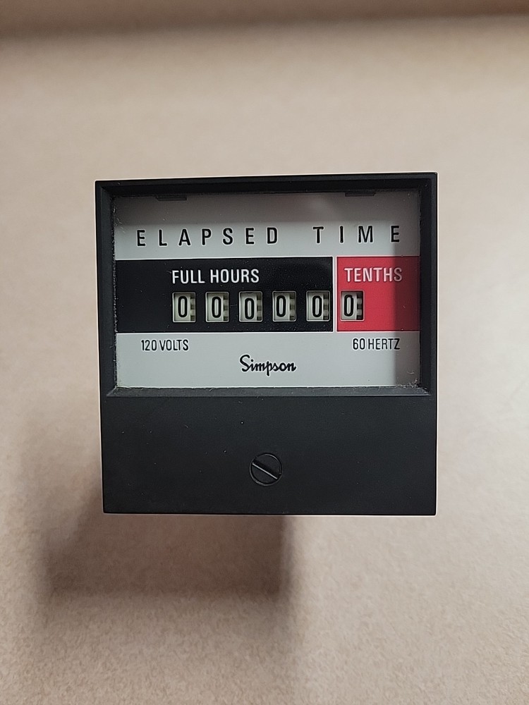 Simpson Digital Elapsed Time Indicator, 120 Volt, Face 3"x3", 2 11/16" Insert #2