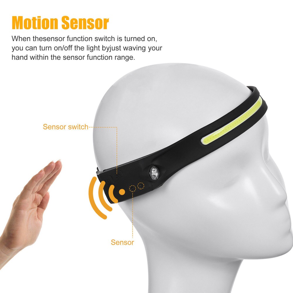 2 PCS COB Headlamp USB Rechargeable Headlight Torch Flashlight Head Lamp Outdoor