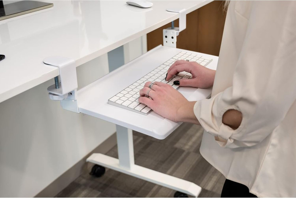 Large Clamp-On Retractable Adjustable Keyboard Tray | Improve Comfort While Incr