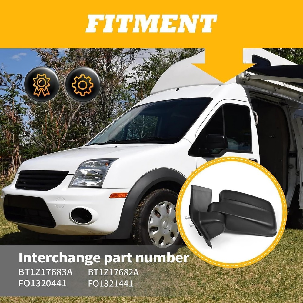 Left Side Mirror Assembly Compatible with 2011-2013 Transit Connect Textured