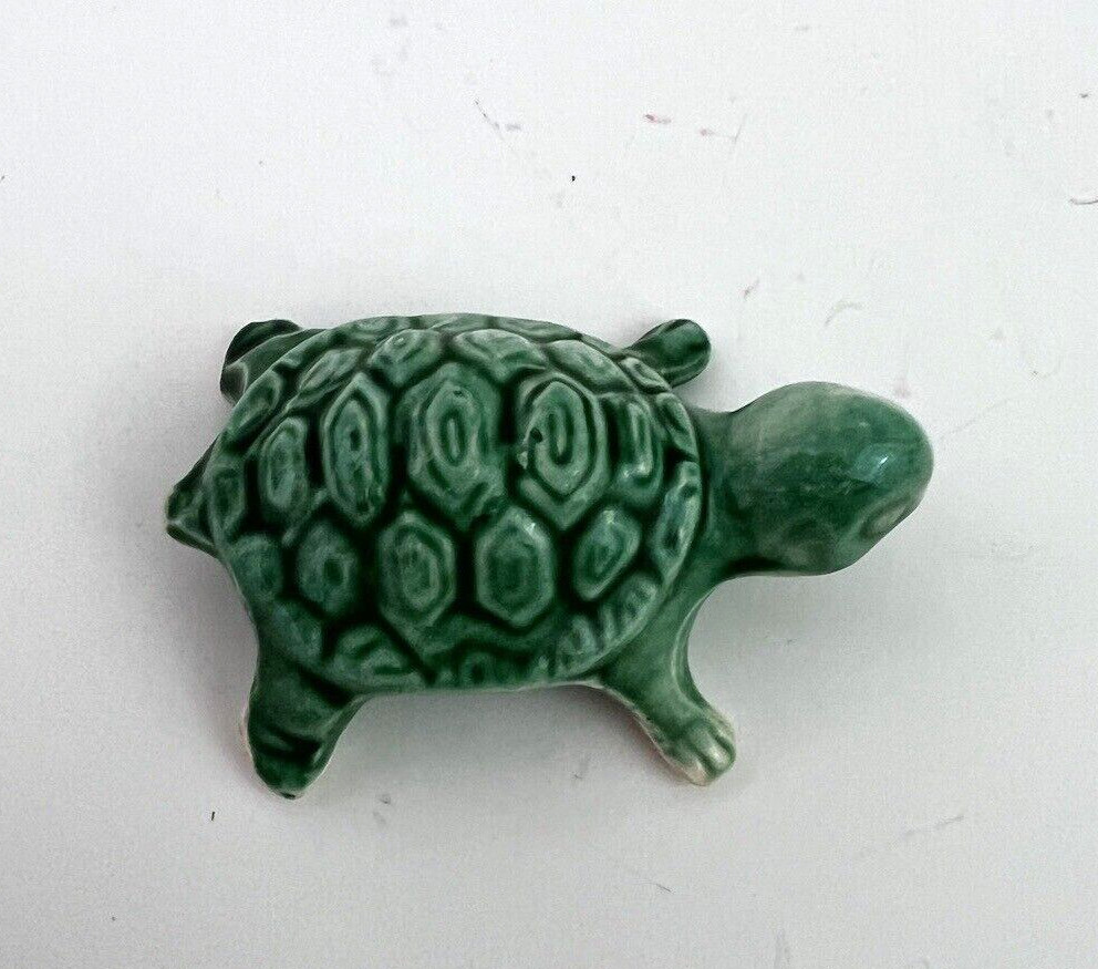 Vintage Ceramic Green Turtle Figurine