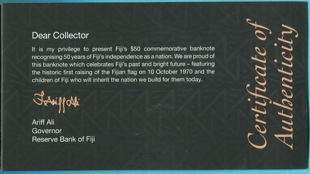 Fiji 50 Dollars 2020 UNC**New - Polymer / Commemorative w/ folder
