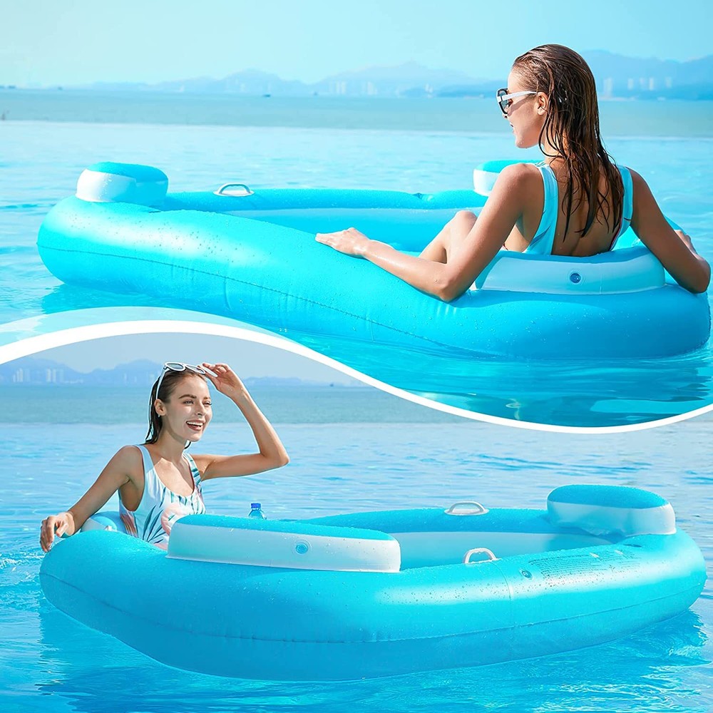 Floating Island Pool Float - Inflatable Lake Float Pool Lounger Raft Water Float
