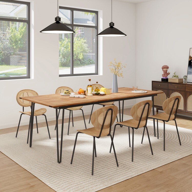 86.5'' Backyard Rectangular Dining Table w/ Acacia Wood Tabletop & Umbrella Hole