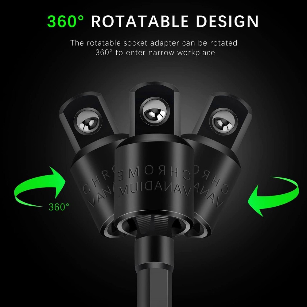 Flexible Drill Bit Extension Set with Right Angle Attachment, 360° Rotatabl