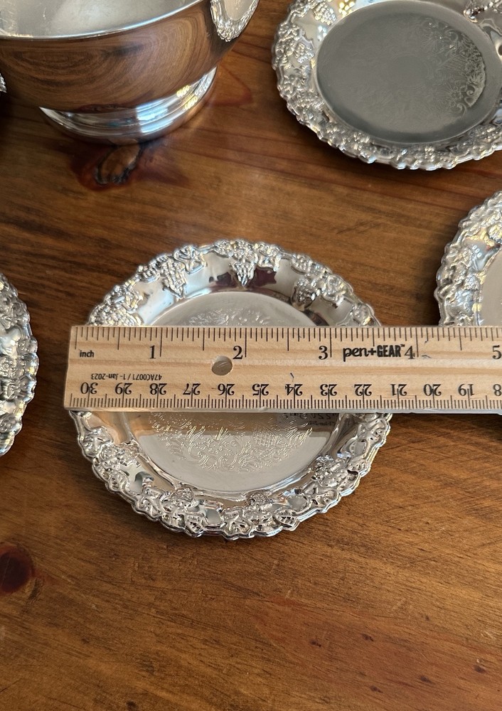 Gorham Silverplate Bowl And 6 Godinger Silverplate Coasters