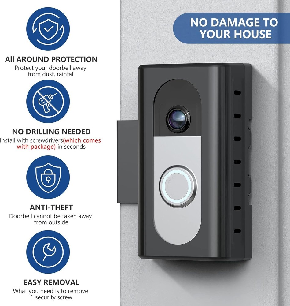 Secure Adjustable Doorbell Mount - Compatible with Ring & Blink Video Devices