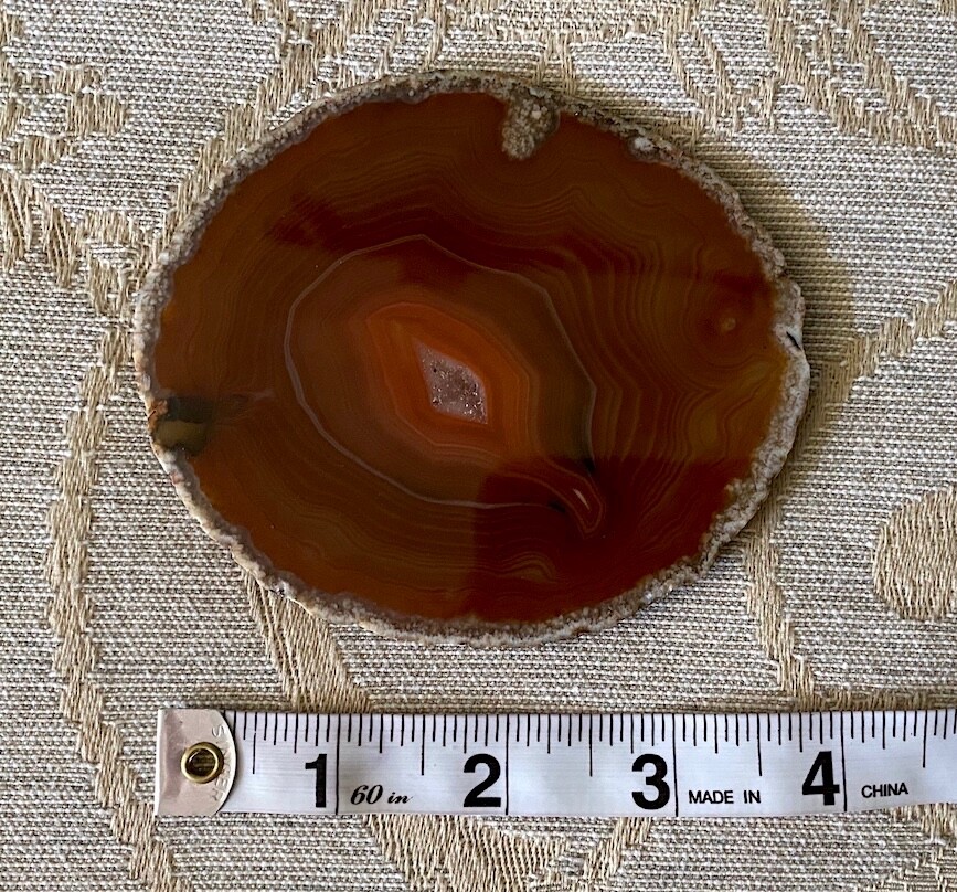Stone Turtle Figurine on Agate Slice (#A)