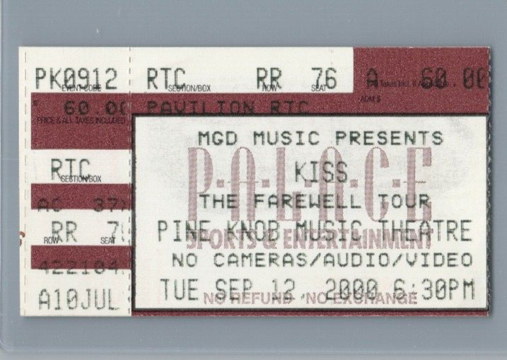 KISS Farewell Tour Show Detroit Pine Knob Theater Sep 12 2000 Concert Ticket