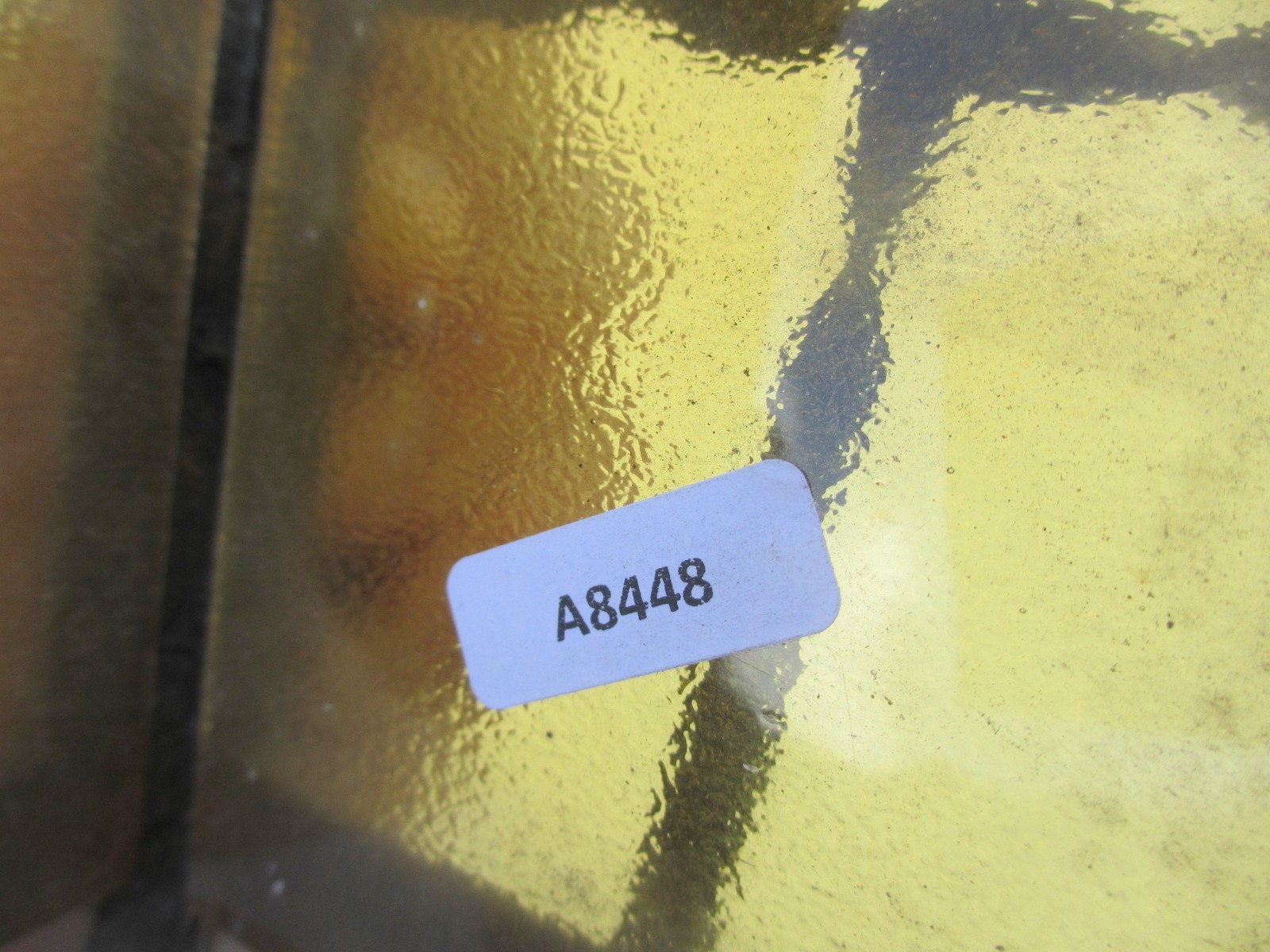 Vintage Wrought Iron Garden Light Shade Yellow Glass Antique Lantern