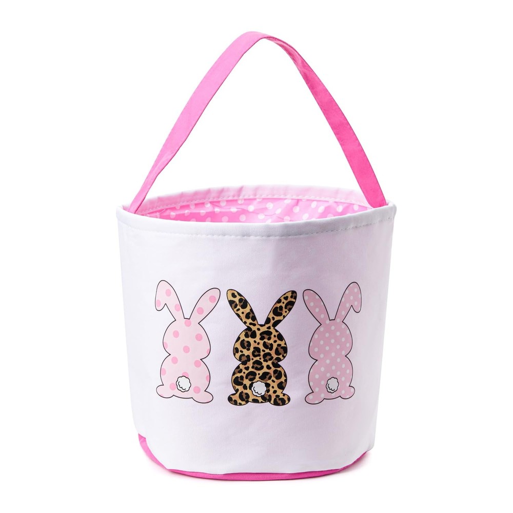 Ouksma Canvas Easter Basket Easter Bucket for Egg Hunts Easter Eggs Easter gi...