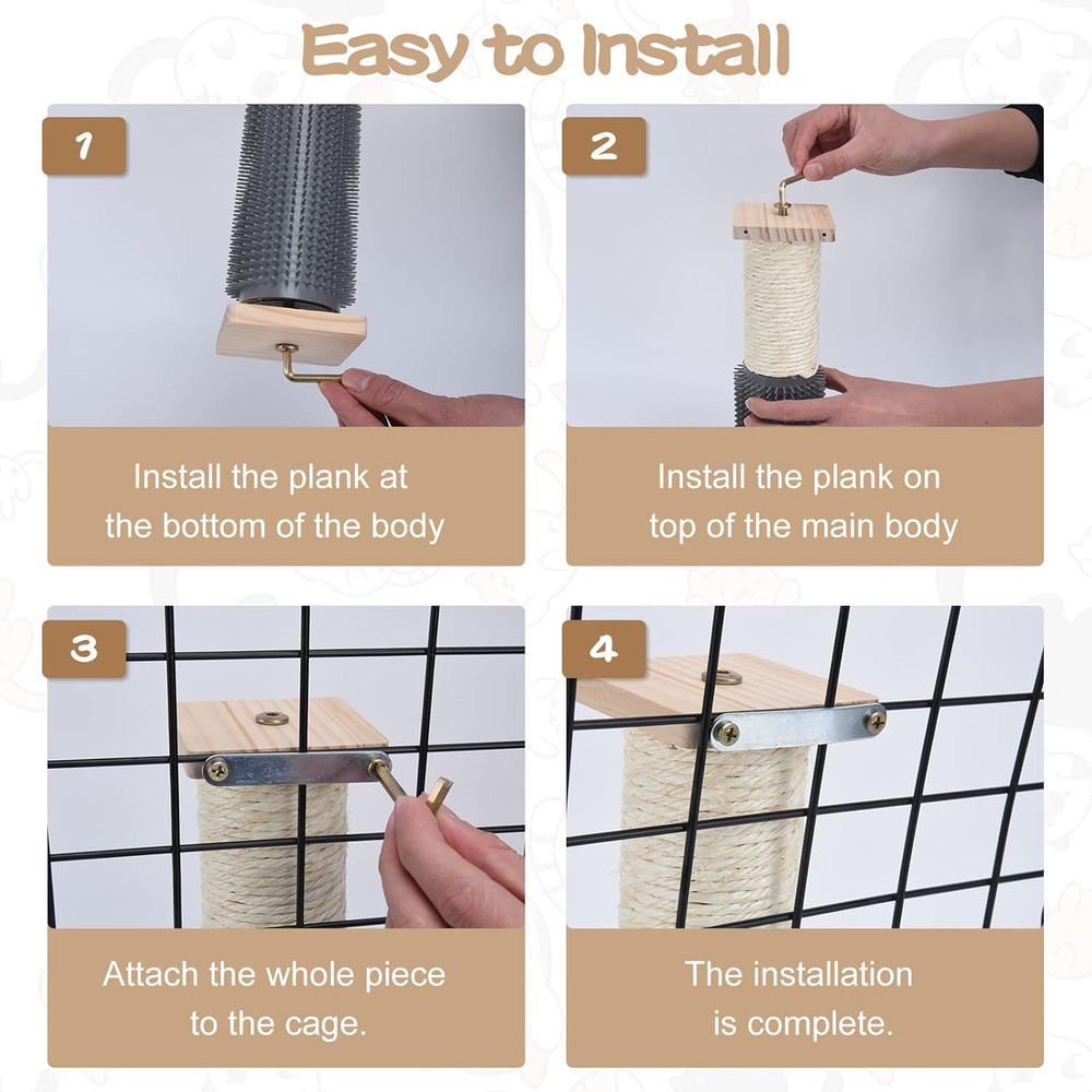 2 Pack Cat Scratching Post for Crate Cage, Wall Mounted Cat Scratcher Post with