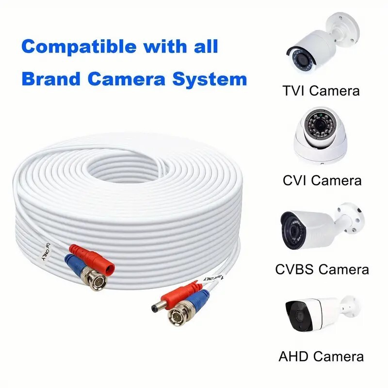 2pc 30m BNC DC POWER EXTENSION CABLE CCTV CABLE CAMERA VIDEO SECURITY DATA LEAD
