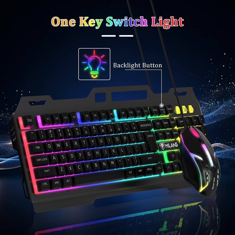 Wired Gaming Keyboard and Mouse Combo Mechanical Backlit for PC Computer Laptop