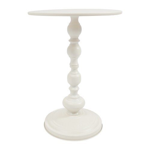 White Round End Table Sofa Side Table Retro Floor Standing Side Table