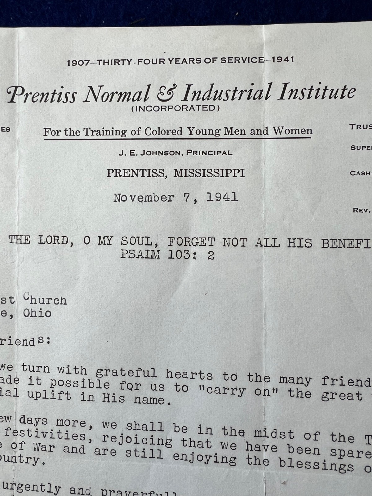 1941 African American Colored School Letter George Washington Carver Tuskegee