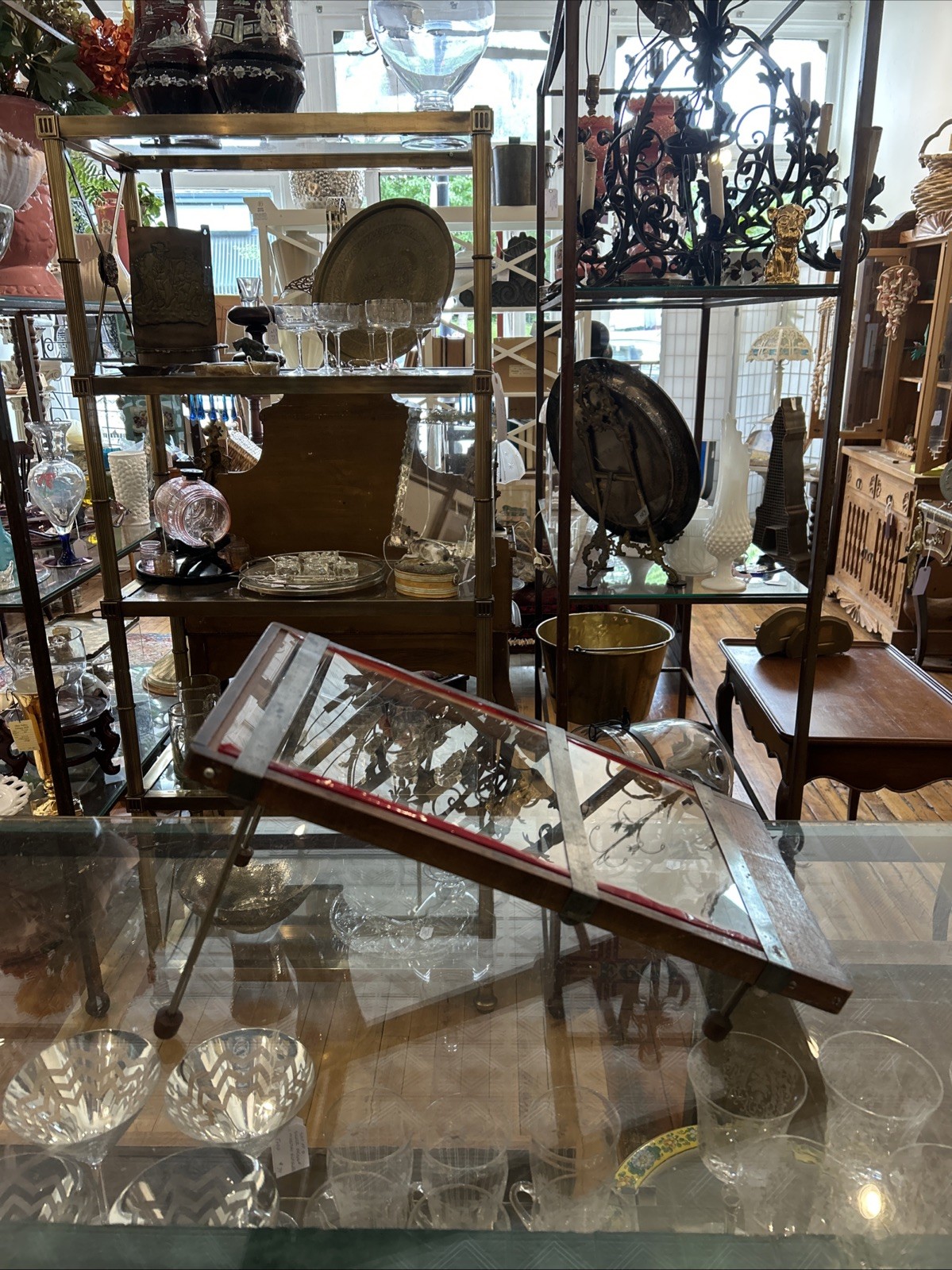 Antique Photo Negative Retouching Easel Photography Wood Glass