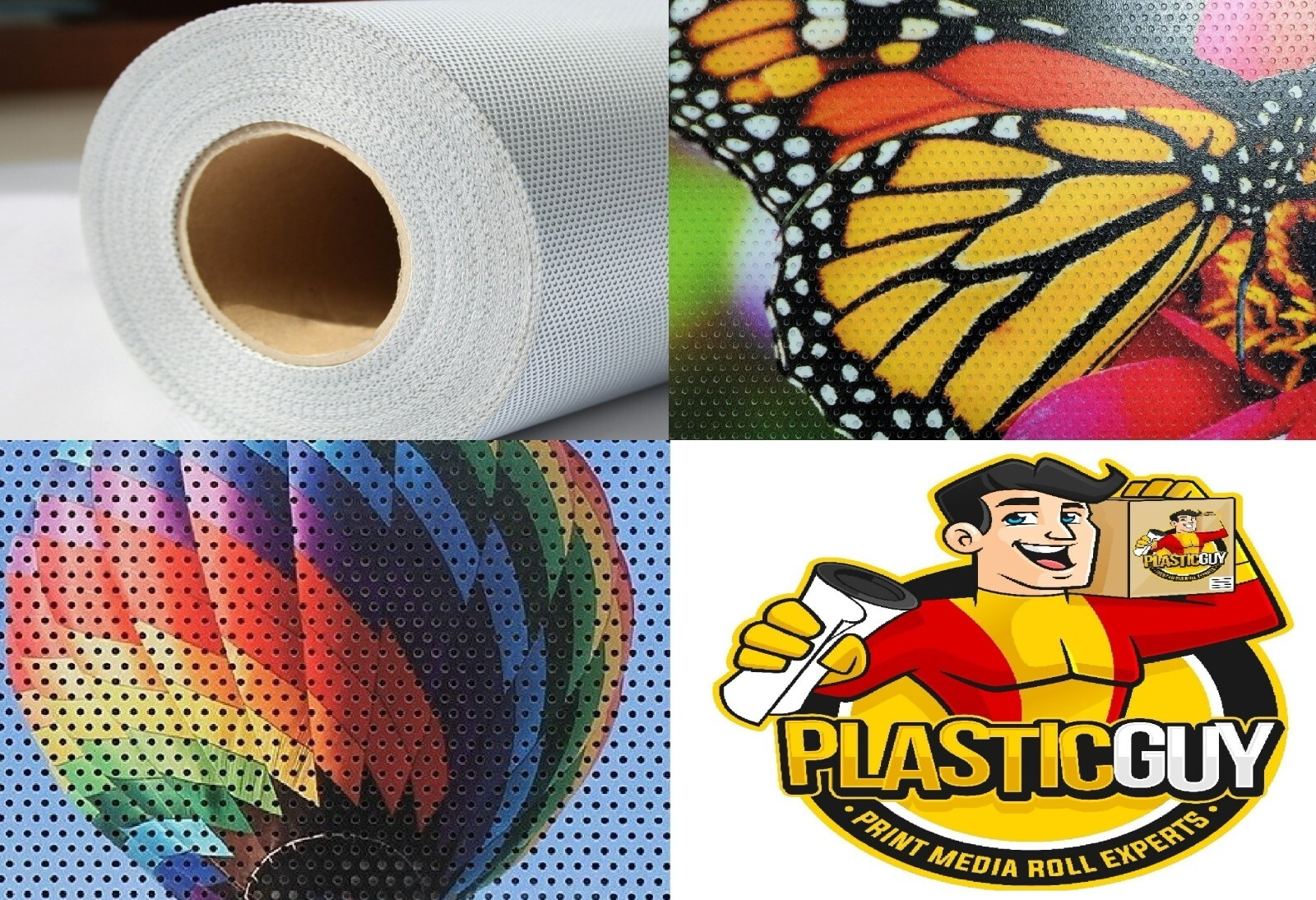 Window Perf Vinyl One-Way Vision Roll Solvent & Latex (Choose Size & Type)