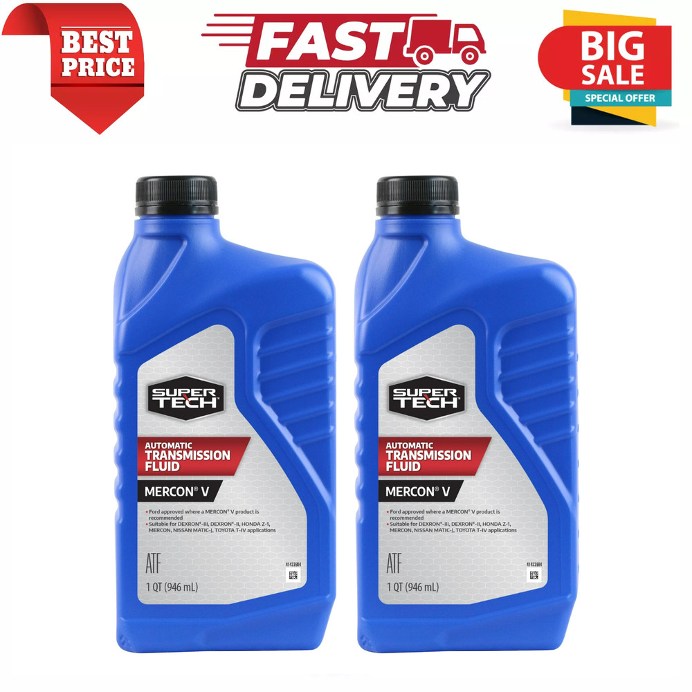 Super Tech MERCON V Automatic Transmission Fluid, 1 Quart (Pack of 2)