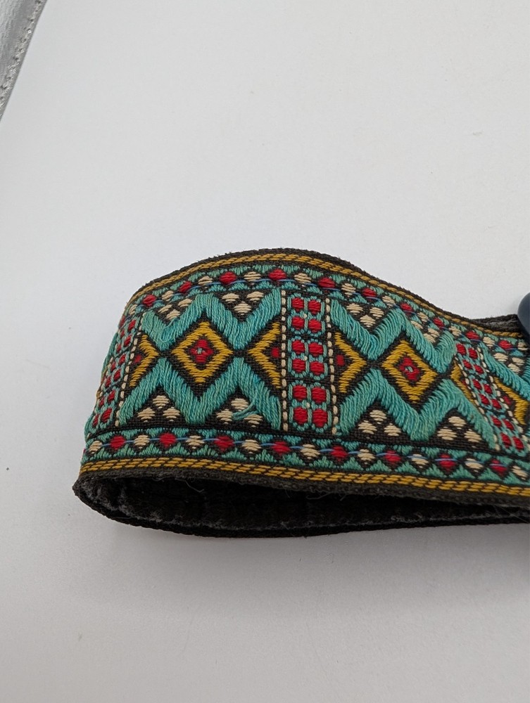 Vintage 70's Camera Neck Strap Woven Pattern Adjustable ~3ft Retro