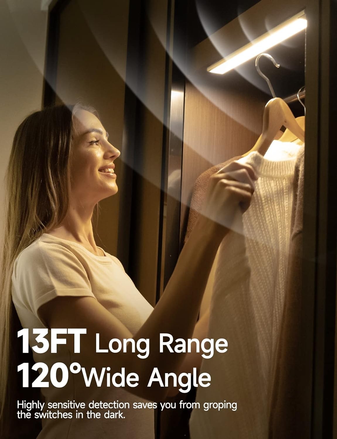 2 Pack 12in Under Cabinet Light Closet Bar 84LED Dimmable 3 Color Motion Sensor