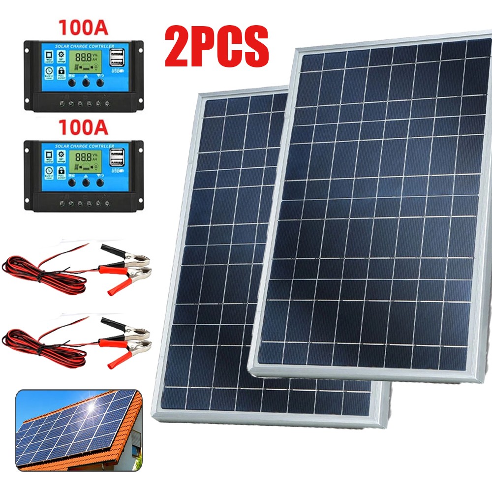 2PCS 12V Flexible Solar Panel Mono Portable Power Camping Home RV Battery Charge