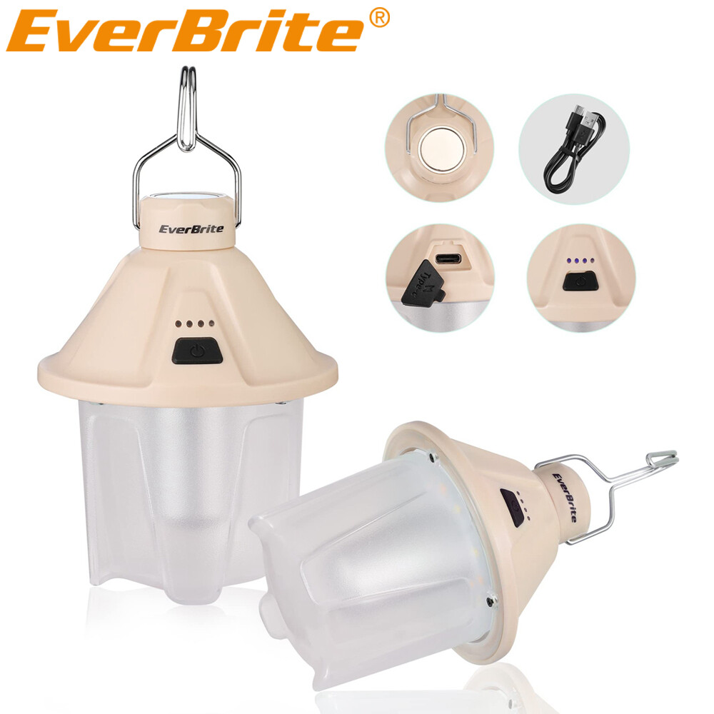 EverBrite 450LM Camping Lantern 2PC Rechargeable Camping Lantern 5 Lighting Mode